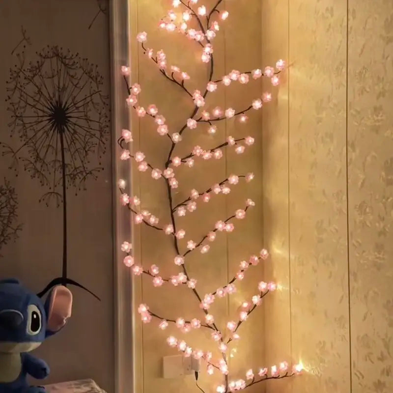 Enchanting Cherry Blossom LED String Lights – USB-Powered Decorative Vine for Weddings, Holidays & Cozy Atmospheres