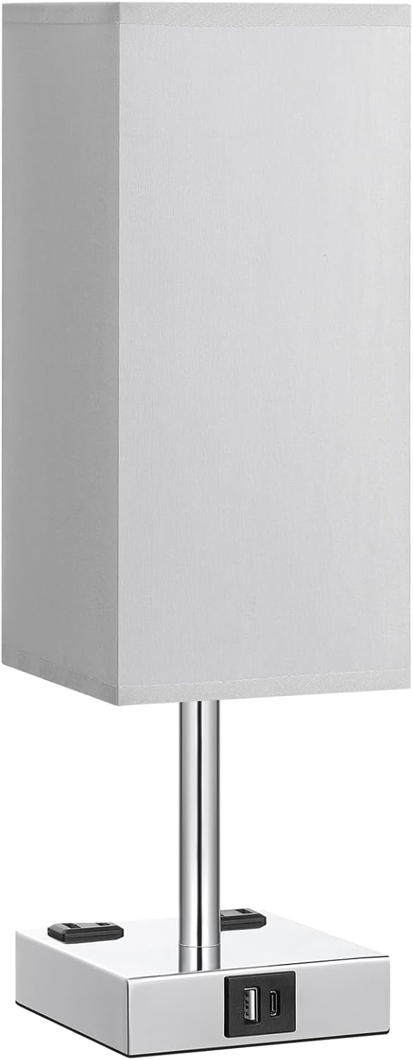 Upgrade Your Space with the Stylish 3-Way Dimmable Touch Control Bedside Table Lamp - Featuring USB C+A Charging Ports & Dual AC Outlets for Ultimate Convenience!
