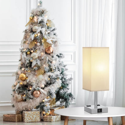 Upgrade Your Space with the Stylish 3-Way Dimmable Touch Control Bedside Table Lamp - Featuring USB C+A Charging Ports & Dual AC Outlets for Ultimate Convenience!