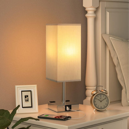 Upgrade Your Space with the Stylish 3-Way Dimmable Touch Control Bedside Table Lamp - Featuring USB C+A Charging Ports & Dual AC Outlets for Ultimate Convenience!