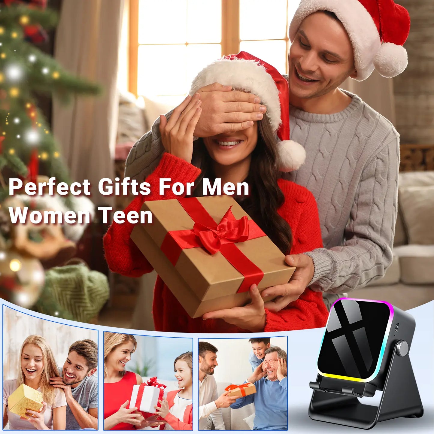 Experience Wireless Freedom with the 5-in-1 Induction Audio Speaker Stand – 3500mAh Power Bank & Adjustable Holder with Colorful Ambient Lights, Perfect Gift for Any Occasion!