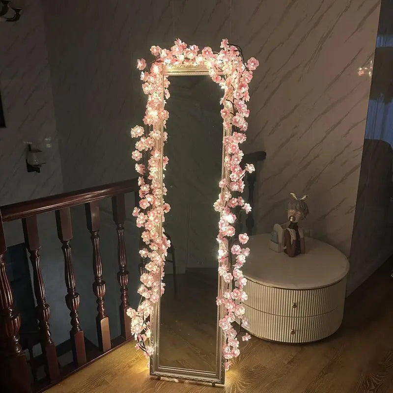Enchanting Cherry Blossom LED String Lights – USB-Powered Decorative Vine for Weddings, Holidays & Cozy Atmospheres