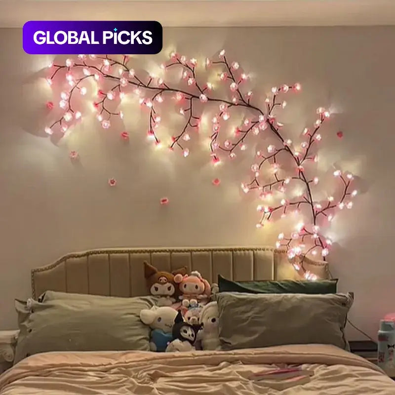 Enchanting Cherry Blossom LED String Lights – USB-Powered Decorative Vine for Weddings, Holidays & Cozy Atmospheres
